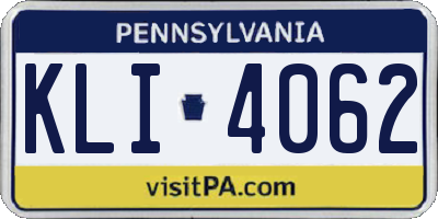 PA license plate KLI4062