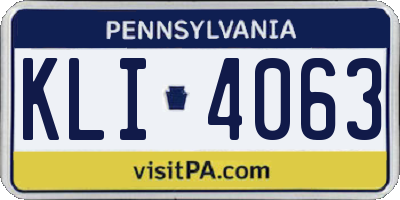 PA license plate KLI4063