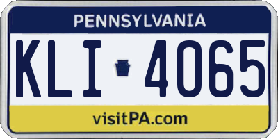 PA license plate KLI4065