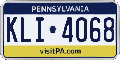 PA license plate KLI4068
