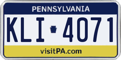 PA license plate KLI4071