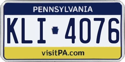 PA license plate KLI4076