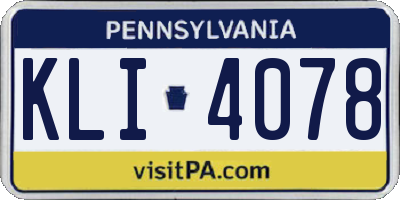PA license plate KLI4078