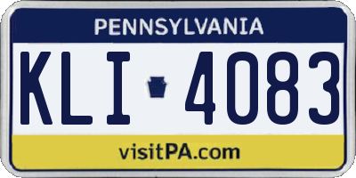 PA license plate KLI4083