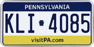 PA license plate KLI4085