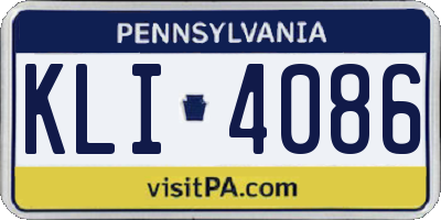PA license plate KLI4086