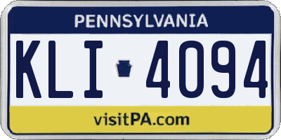 PA license plate KLI4094