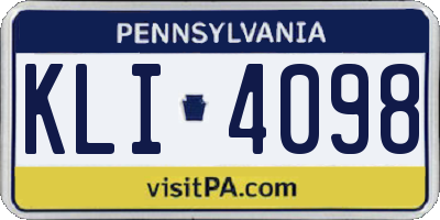 PA license plate KLI4098