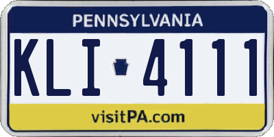 PA license plate KLI4111