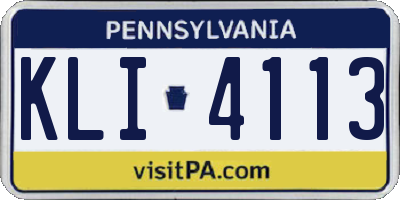 PA license plate KLI4113