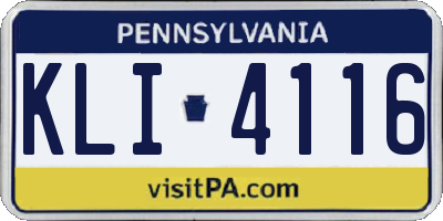 PA license plate KLI4116