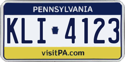 PA license plate KLI4123