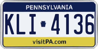 PA license plate KLI4136