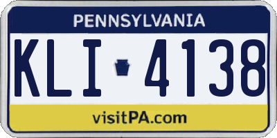 PA license plate KLI4138