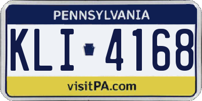 PA license plate KLI4168