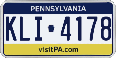 PA license plate KLI4178