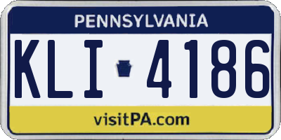 PA license plate KLI4186