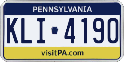 PA license plate KLI4190