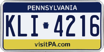PA license plate KLI4216