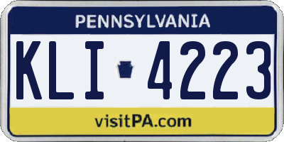 PA license plate KLI4223