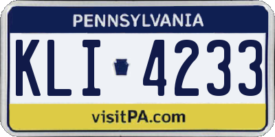 PA license plate KLI4233