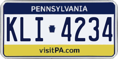 PA license plate KLI4234