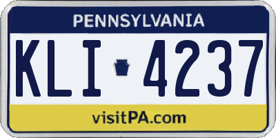 PA license plate KLI4237