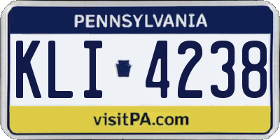PA license plate KLI4238