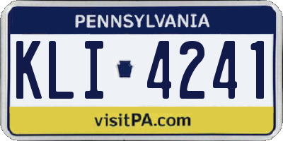 PA license plate KLI4241