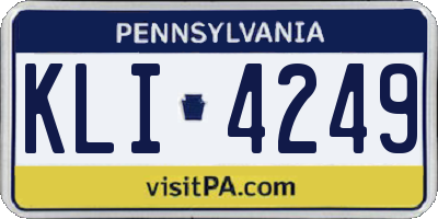 PA license plate KLI4249