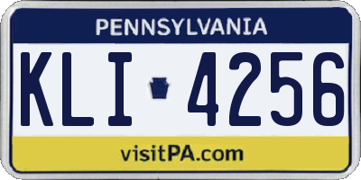 PA license plate KLI4256