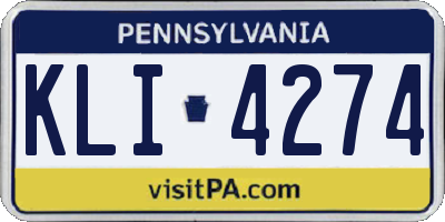 PA license plate KLI4274