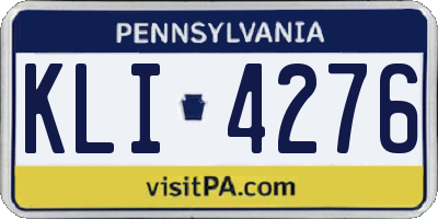PA license plate KLI4276