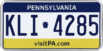 PA license plate KLI4285