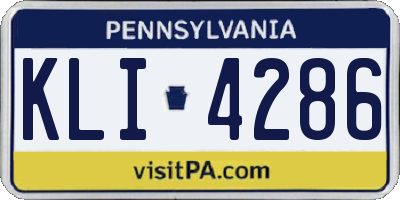 PA license plate KLI4286