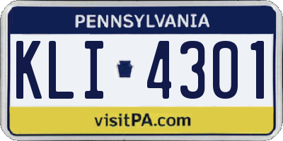 PA license plate KLI4301