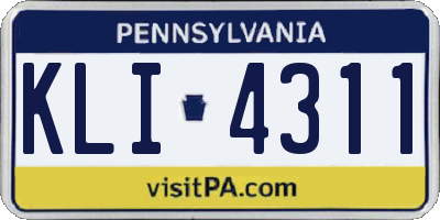 PA license plate KLI4311