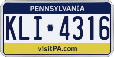 PA license plate KLI4316