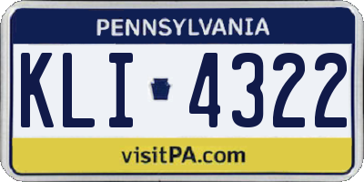 PA license plate KLI4322