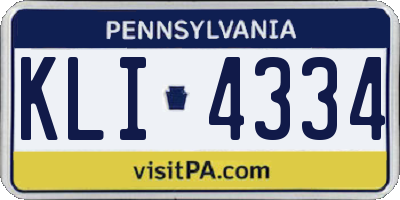 PA license plate KLI4334