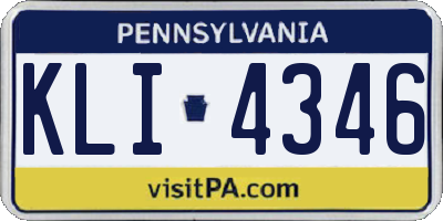 PA license plate KLI4346