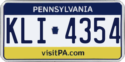 PA license plate KLI4354
