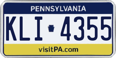 PA license plate KLI4355