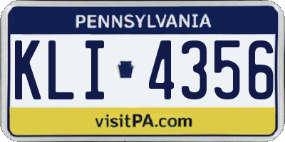 PA license plate KLI4356