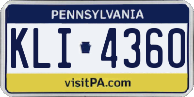 PA license plate KLI4360