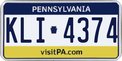 PA license plate KLI4374