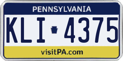 PA license plate KLI4375