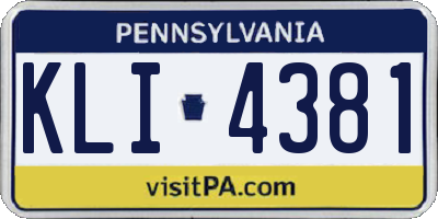 PA license plate KLI4381