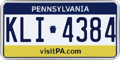 PA license plate KLI4384