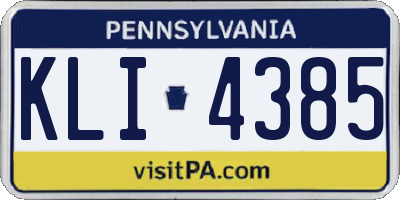 PA license plate KLI4385